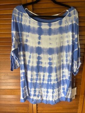 Calvin Klein Tie-Dye Women's Top Relaxed Scoop Neck NWT size Large